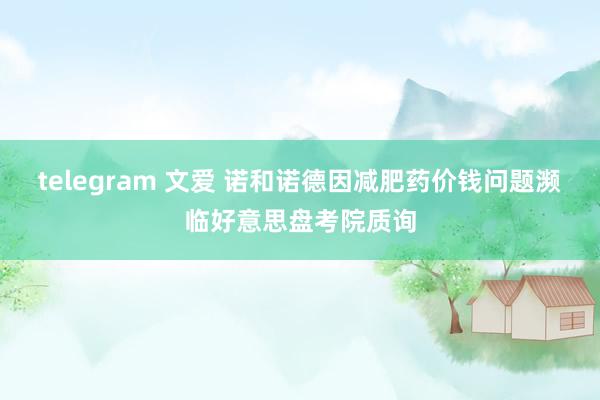 telegram 文爱 诺和诺德因减肥药价钱问题濒临好意思盘考院质询