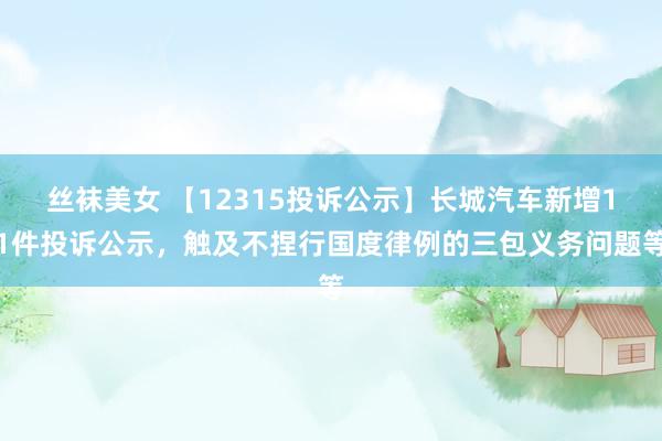 丝袜美女 【12315投诉公示】长城汽车新增11件投诉公示，触及不捏行国度律例的三包义务问题等