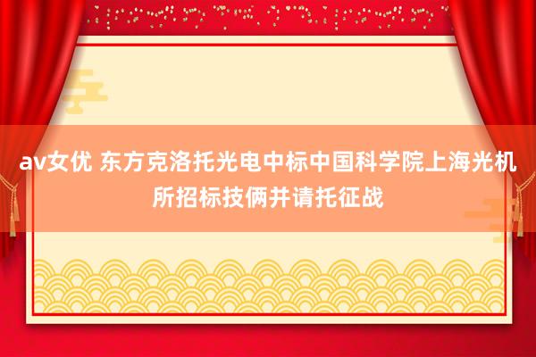 av女优 东方克洛托光电中标中国科学院上海光机所招标技俩并请托征战